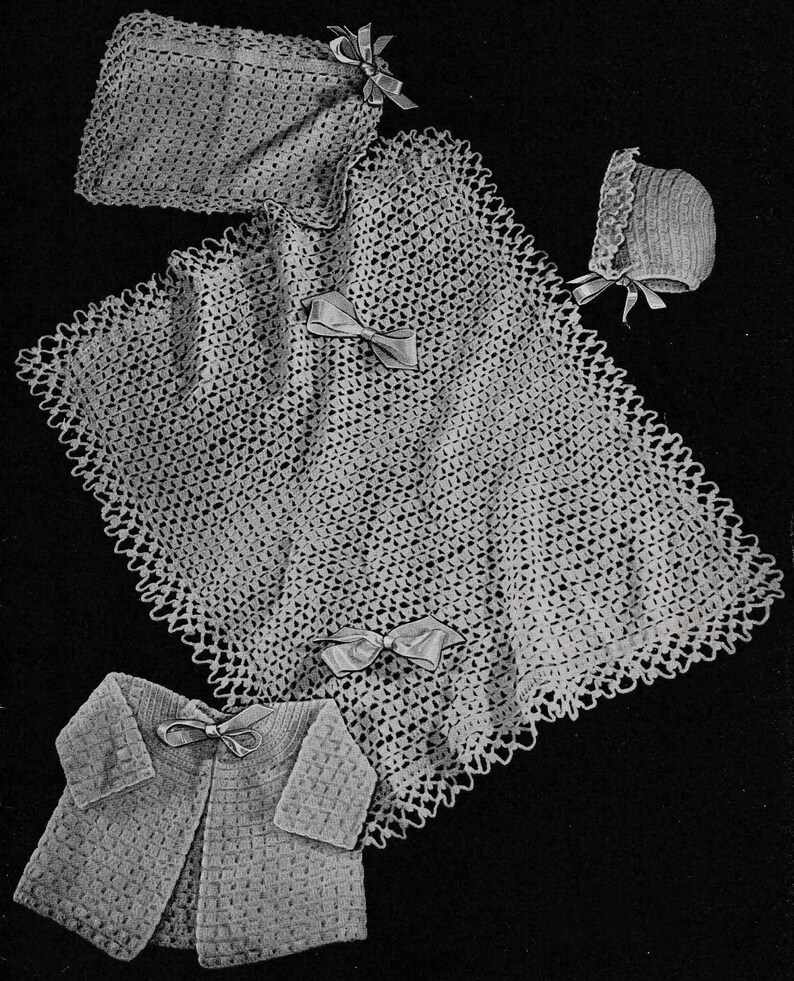 Newborn Gift PDF Crochet Pattern 1940s Baby Layette Crochet Pattern 3002