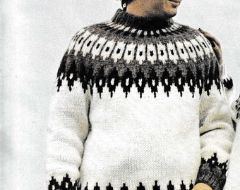 Vintage Icelandic Sweater Knitting Pattern PDF - Karl