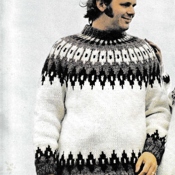 Vintage Icelandic Sweater Knitting Pattern PDF - Karl