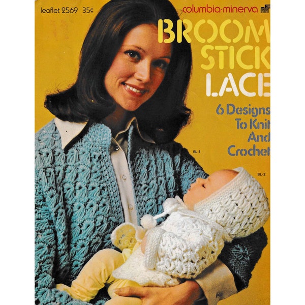 70s Crochet Broomstick Lace Patterns, Digital Crochet Pattern Booklet