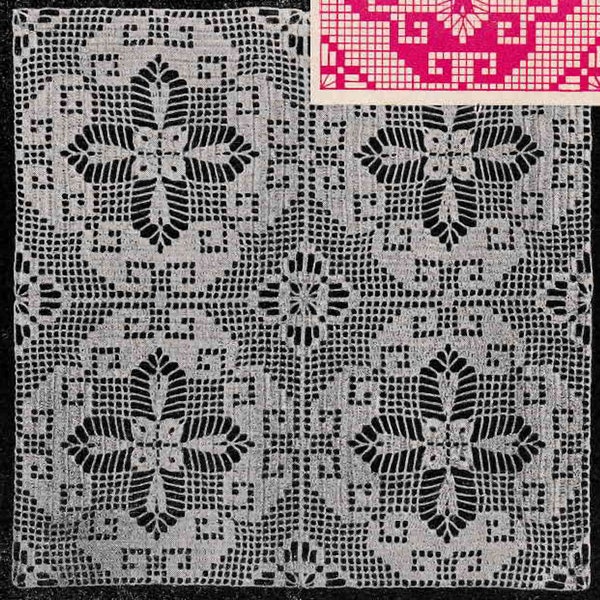 1941 Greek Key Medallion Crochet Pattern, Crocheted Tablecloth Motif, Digital Crochet Pattern
