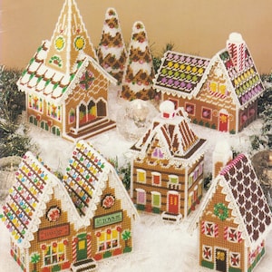 Plastic Canvas Gingerbread Village PDF Pattern