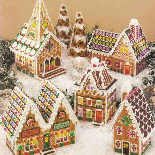 Plastic Canvas Gingerbread Village PDF Pattern