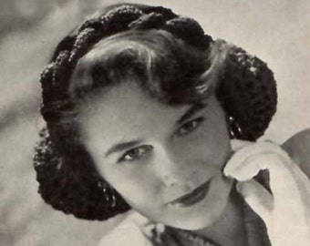 1940s Braided Head Band Snood Pattern, Digital Crochet Hair Net Pattern