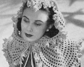 1944 Crochet Shawl Pattern: Vintage Fascinator (Digital Pattern)