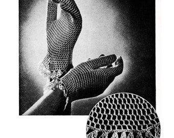 Patrón de guantes de encaje de ganchillo vintage de 1955 (patrón digital)