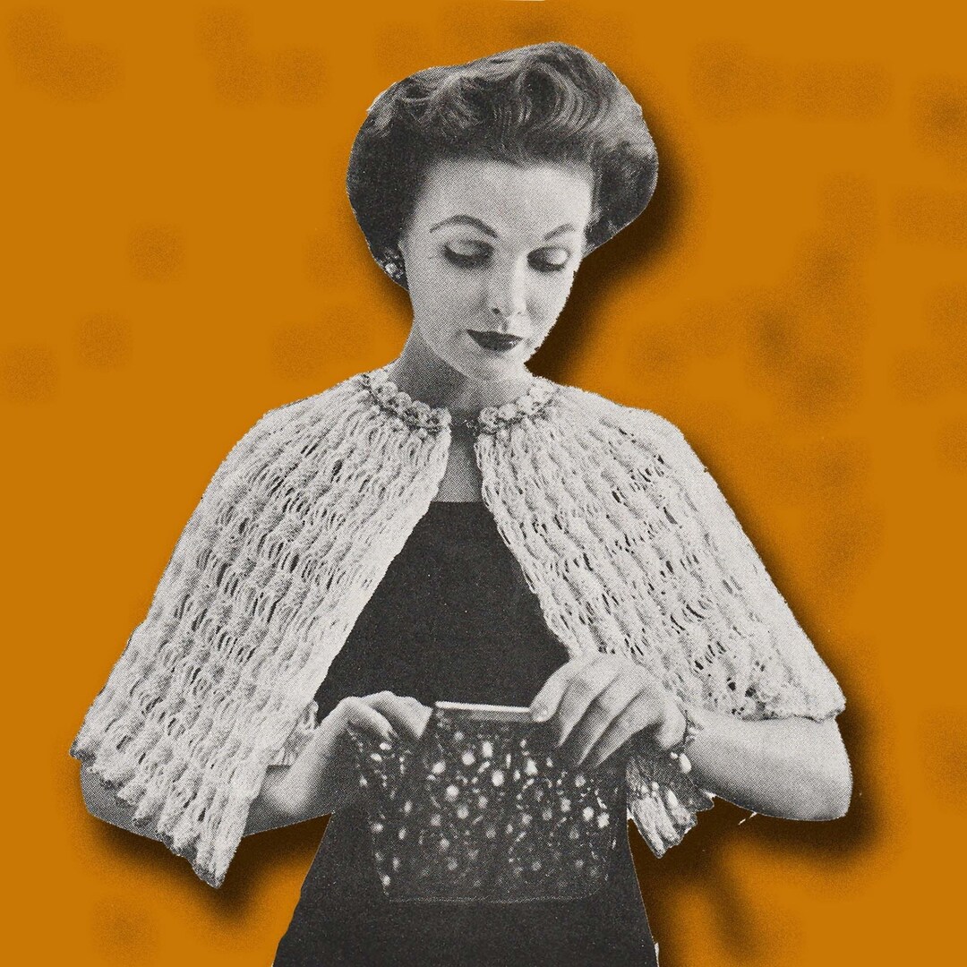 1953 Drop Stitch Shawl Knitting Pattern, Digital Knitting Pattern Etsy