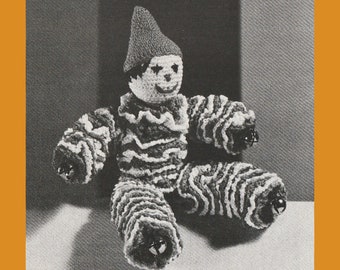 Patrón de payaso de crochet de los años 60: Muñeca Yo-Yo vintage (Descarga digital)
