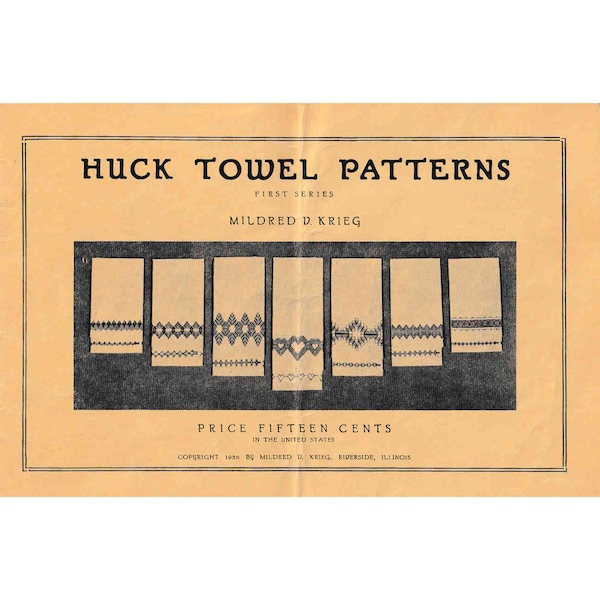 1936 Huck Towel Patterns First Series, Vintage Huck Weaving Towel Patterns