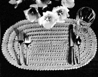 1960s Oval Place Mat Crochet Pattern, Digital Crochet Pattern