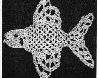 1950 Fish Crochet Applique Pattern, Digital Crochet Pattern