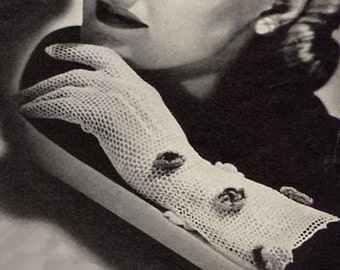 Lace Gloves Crochet Pattern from 1944, Digital Crochet Pattern