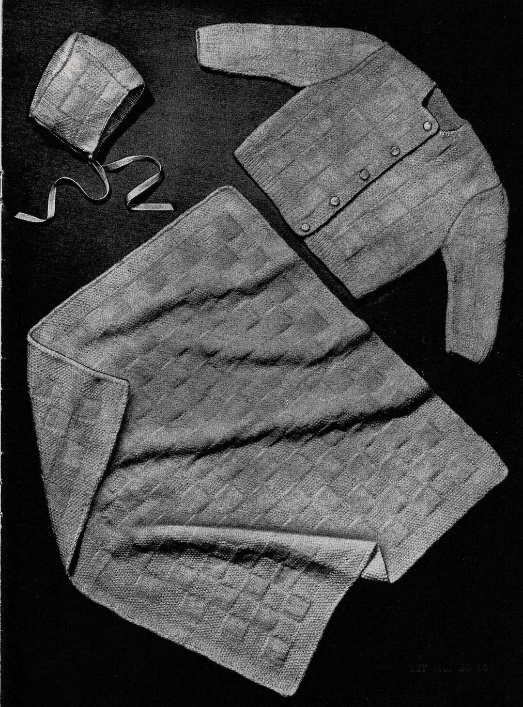 1940s Baby Blanket Jacket and Cap Knitting Pattern 3014 Etsy