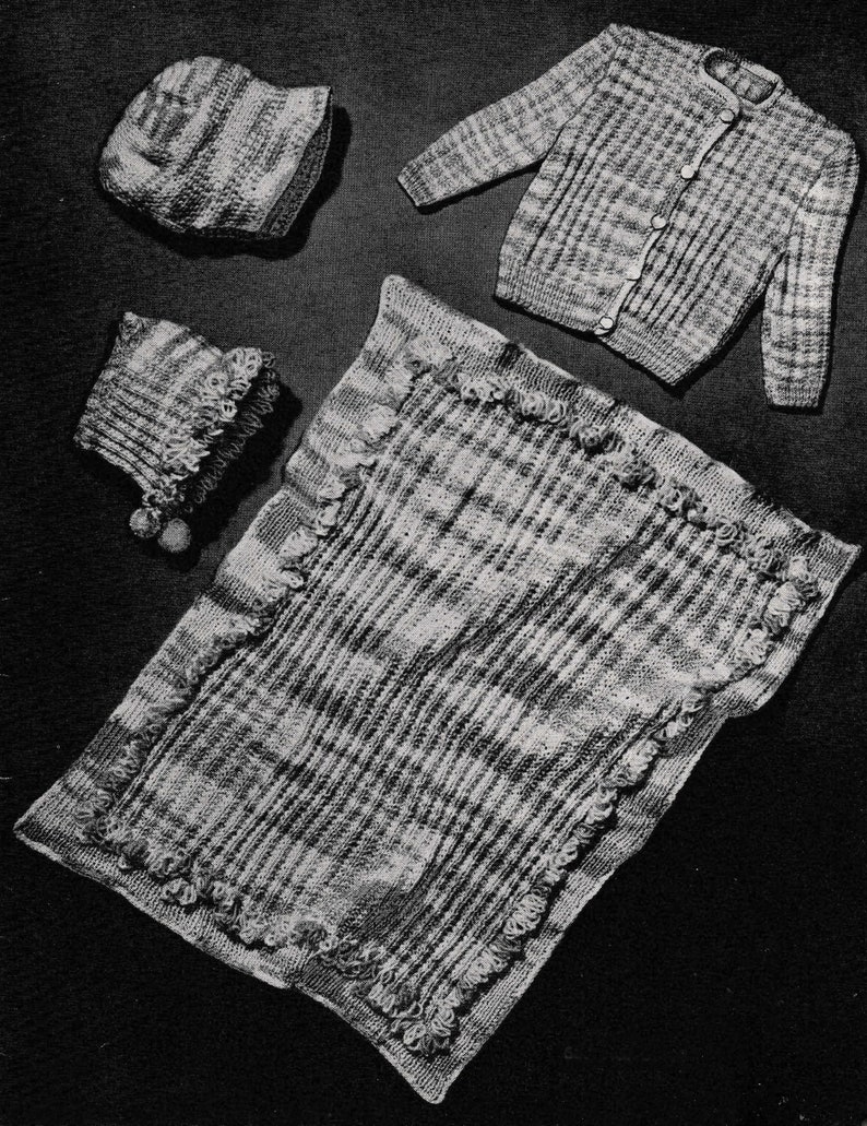 Newborn Gift PDF Knitting Pattern 1940s Baby Layette Knitting Pattern 3008