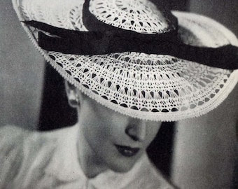 1939 Crochet Lace Picture Hat Pattern (Digital Pattern)