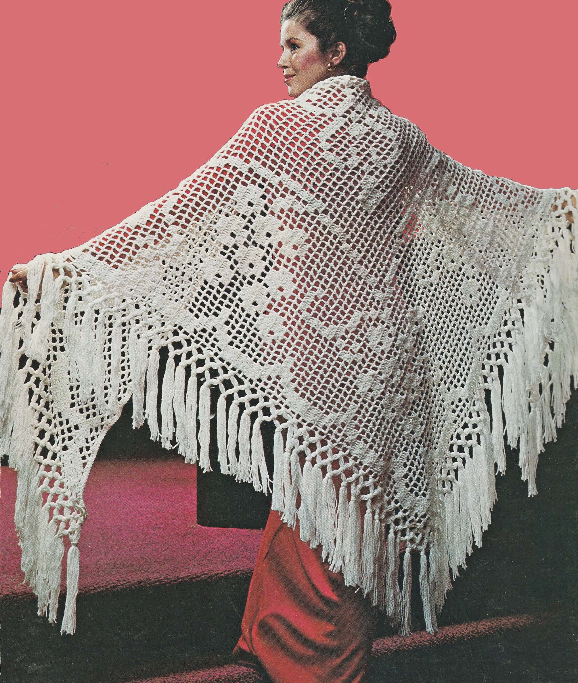 Filet crochet shawl Italia