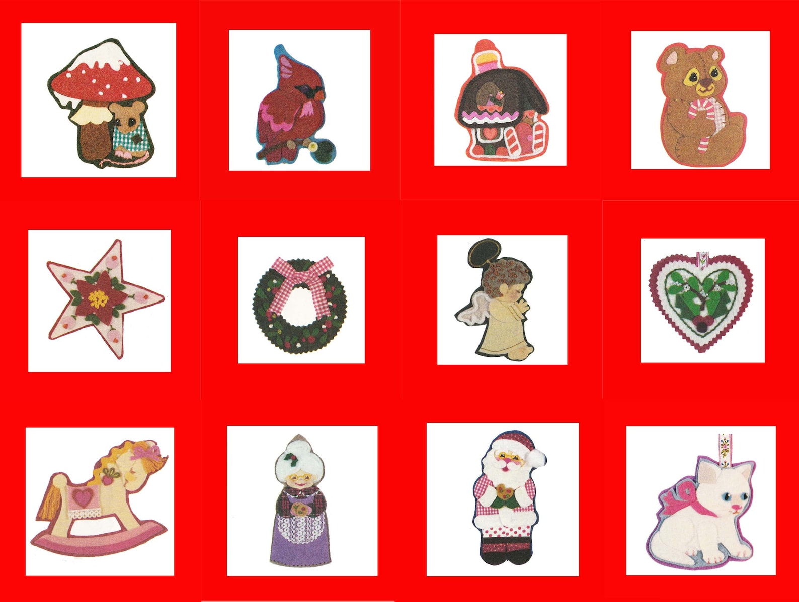 Vintage Felt Christmas Ornament Patterns 12 Different Etsy