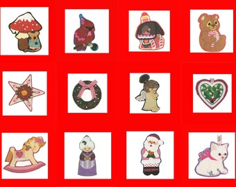 Patrones de adornos navideños de fieltro sin costura, patrón de manualidades digitales