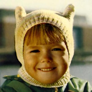 1970s Child or Toddler Knit Kitten Ears Hat Pattern, Digital Knitting Pattern