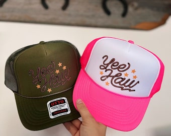 Yee Haw Trucker Hat, cowgirl hat, western hat, summer hat, Christmas gift