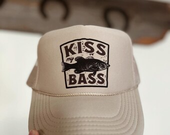 Kiss my bass hat, bass fishing hat, fisher hat, women’s fishing hat, fisherwoman hat, bass fishing