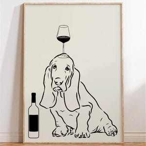 Basset, basset hound decor, basset hound wijn, basset hound drink decor, cocktail decor, bar decor, bar kar, hond wijn decor