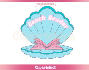 Beach reader bookish clam shell summer png svg