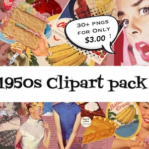 Anúncios dos anos 50 PNGs clipart Clip Art Colagem colagem digital folha scrapbooking imagens para fazer cartões decoupage retro ephemera PNG