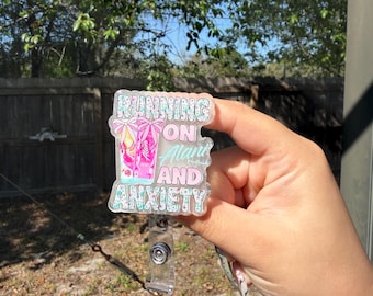 running on Alani and anxiety.OPTIONS. Glitter retractable badge reel or fridge magnet.teacher/student ID-medical badge-nurse-cute-cna
