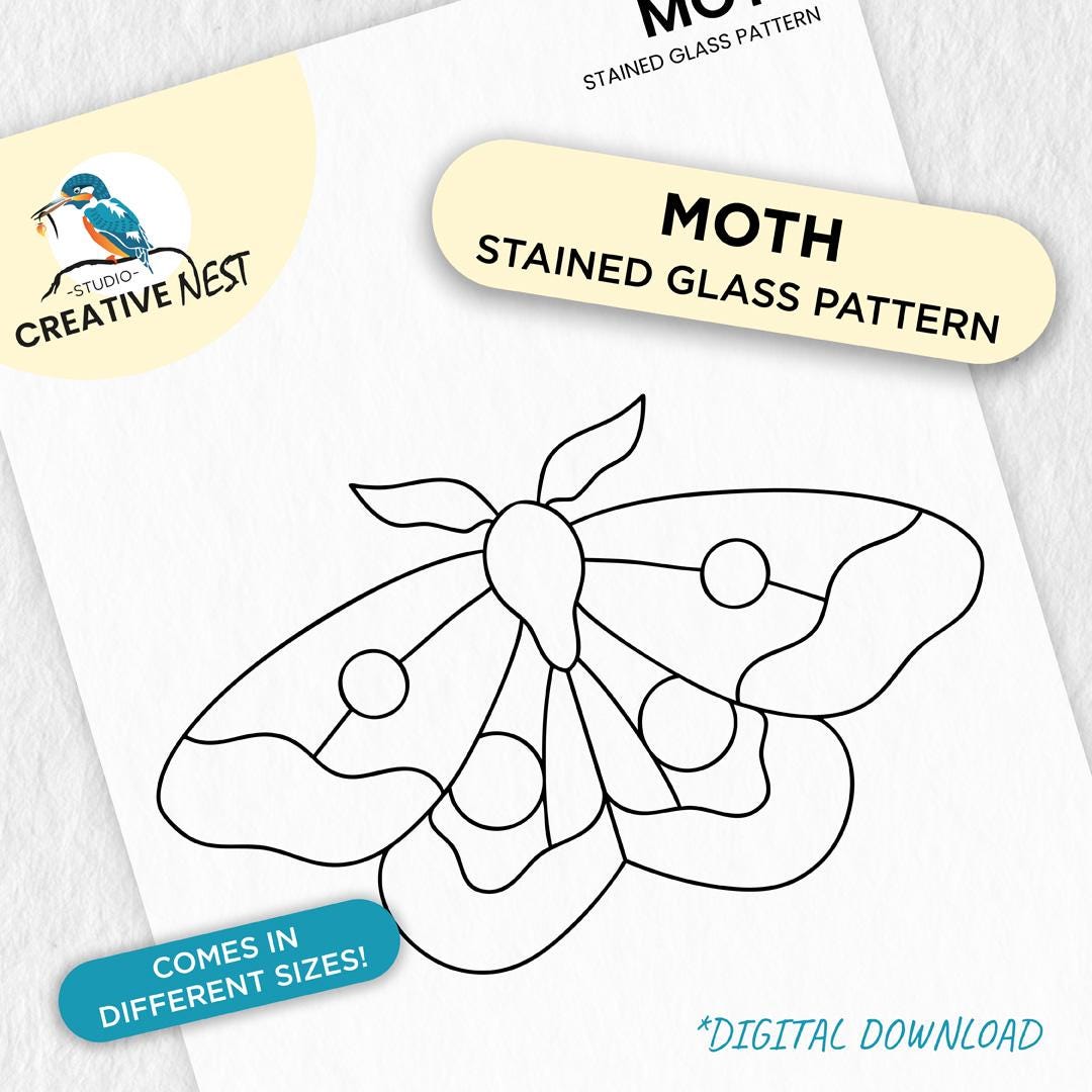 Moth || Stained Glass Pattern || Digital Download (PDF & PNG) - Etsy