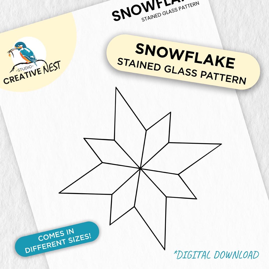 Snowflake Glass Pattern Snowflake || Stained Glass Pattern || Digital Download (PDF & PNG) - Etsy