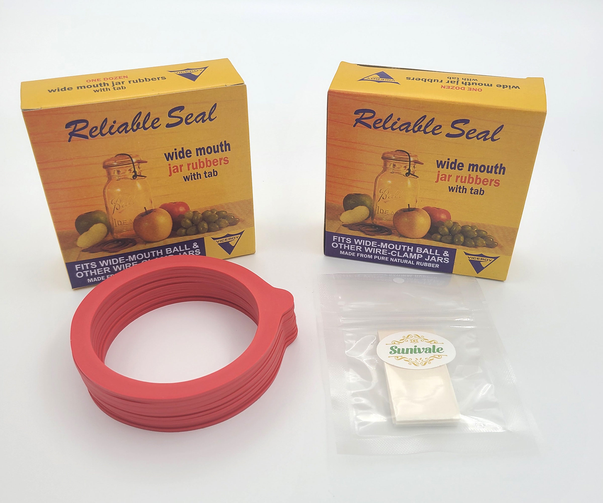 Canning Jar Seal Bundle - 48 Natural Rubber Rings & 48 Dissolvable Labels For Vintage Jars