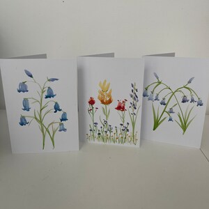 Set mit 3 britischen Wildblumen-Aquarellkarten (innen leer), die auf Bestellung und nach Zahlungseingang gemalt werden.