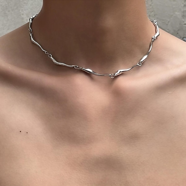 Minimalistyczna biżuteria z płynnym łańcuszkiem | Estetyczny gotycki regulowany naszyjnik Biżuteria Y2K Modne dodatki Harajuku | Prezent dla niego i dla niej