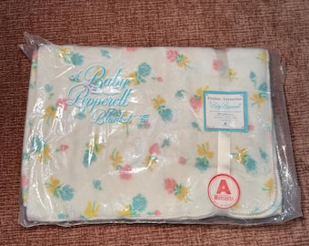 Manta vintage Baby Pepperell Petite Annette para bebé, nueva, con estampado floral, 30x40 cm, de acrílico.