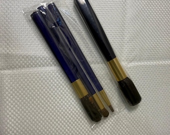 Lote de 4 brochas de maquillaje Estee Lauder: azul marino, negro, mango dorado, nuevas y selladas.
