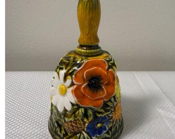 Vintage Enesco Japan Floral Porcelain Bell Hand Painted Cottagecore