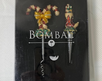 Bombay Weihnachten Wein Stopper Korkenzieher Set Candy Cane Urlaub Dekor