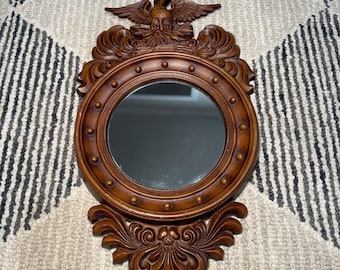 Vintage Federal Eagle Wall Mirror Ornate Carved Frame Colonial Style