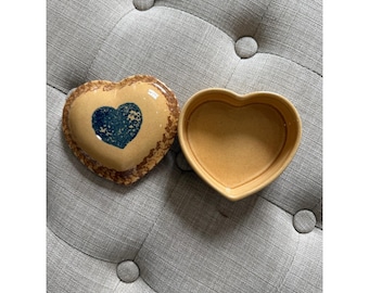 Pfaltzgraff Americana Heart Trinket Dish Set Rustic Stoneware Decor