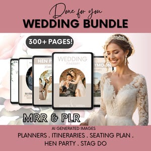 All In One PLR Wedding Planner Bundle with Master Resell Rights,  DFY Invitations for Wedding, 300+ Pages Editable Canva Templates To Resell