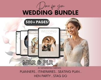 All In One PLR Wedding Planner Bundle with Master Resell Rights,  DFY Invitations for Wedding, 300+ Pages Editable Canva Templates To Resell