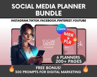 PLR Social Media Planner Bundle, PLR Planner Canva, TikTok Planner, Done For You Instagram Content Planner, Pinterest Marketing Planner