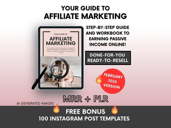 Your Guide to Affiliate Marketing Ebook with PLR & MRR, Affiliate Marketing MRR Guide, Done-For-You Digital Marketing Guide
