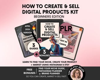 How To Create and Sell Digital Products Kit For Beginners with MRR and PLR, DFY Digital Marketing Ebook Bundle, Etsy and Instagram Marketing