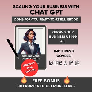 Élargissement de votre entreprise avec ChatGPT Ebook avec droits de revente principal, DFY ChatGPT for Business Growth Guide PLR, AI Ebook prêt à revendre