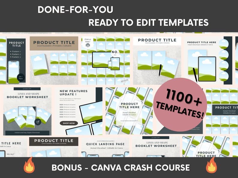 1100+ Etsy Listing Mockup Bundle With MRR Ready to Resell, Ready to Edit In Canva Templates, Done-For-You Digital Products Mockups PLR image 5