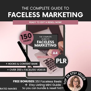 The Complete Guide To Faceless Digital Marketing Ebook with PLR and MRR, Learn and Resell Done-For-You Faceless Marketing Course
