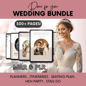 All In One PLR Wedding Planner Bundle with Master Resell Rights,  DFY Invitations for Wedding, 300+ Pages Editable Canva Templates To Resell