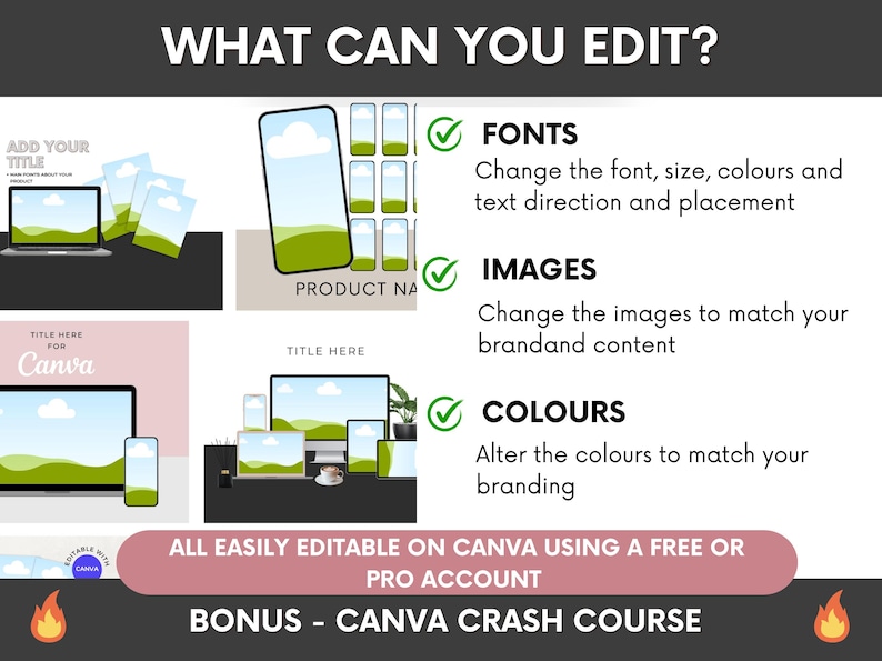 1100+ Etsy Listing Mockup Bundle With MRR Ready to Resell, Ready to Edit In Canva Templates, Done-For-You Digital Products Mockups PLR